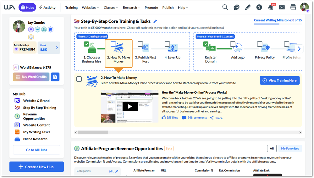 Wealthy Affiliate Hubs