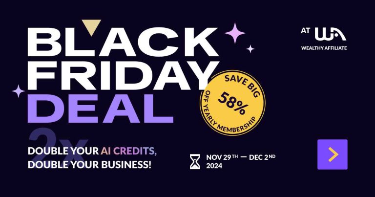 Wealthy Affiliate Black Friday 2024 deal banner